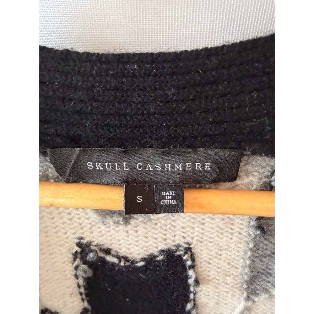 Skull Cashmere Belted Cardigan Womens Black Small Wool Blend Skull Back‎ Sweater - Picture 4 of 8